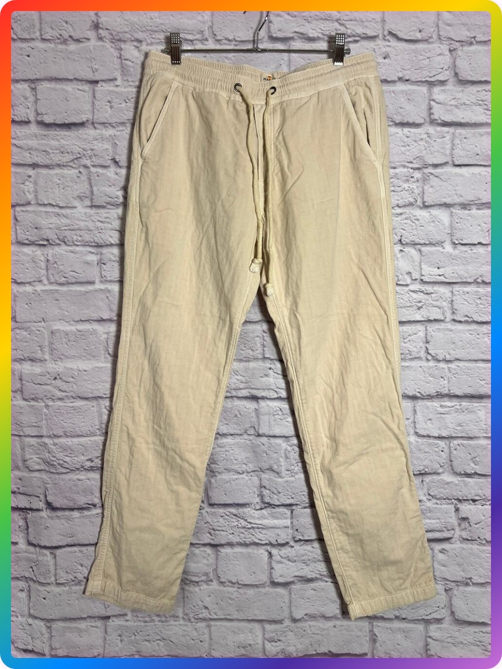 Marine Layer Saturday Beach Pant SIZE M Beige Cotton Double Cloth Woven
